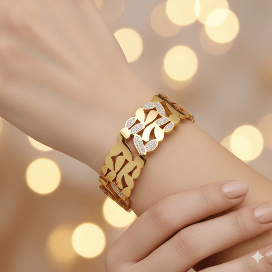 Anti Tarnish Sparkling Thick Bangle Bracelet