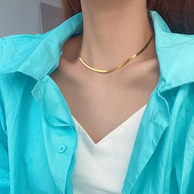 Anti Tarnish Gold Flat Snake Chain