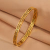 Anti Tarnish Greek Geometric Pattern Laser Cut Bangle Bracelet