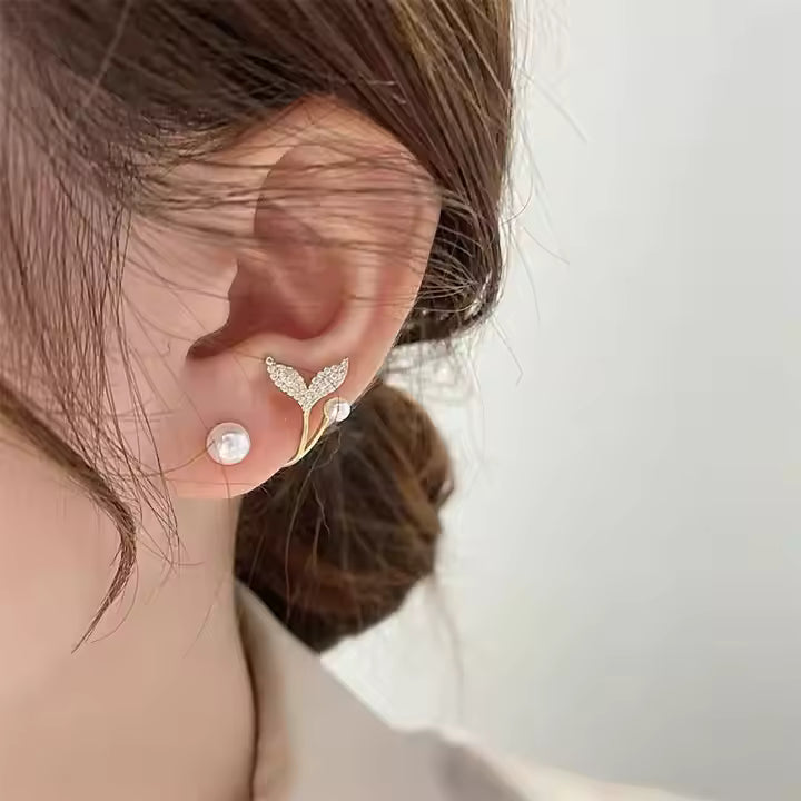 Elegant Stone Fishtail Studs Earrings