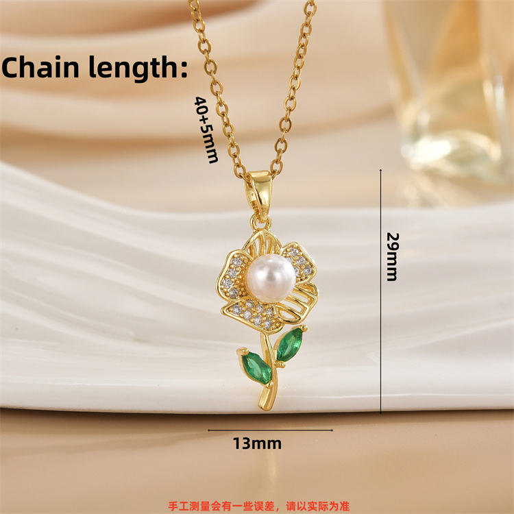 Anti Tarnish Zircon Sunflower Pendant Necklace