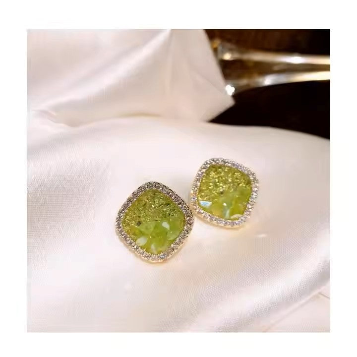 Square Stone Stud Earrings
