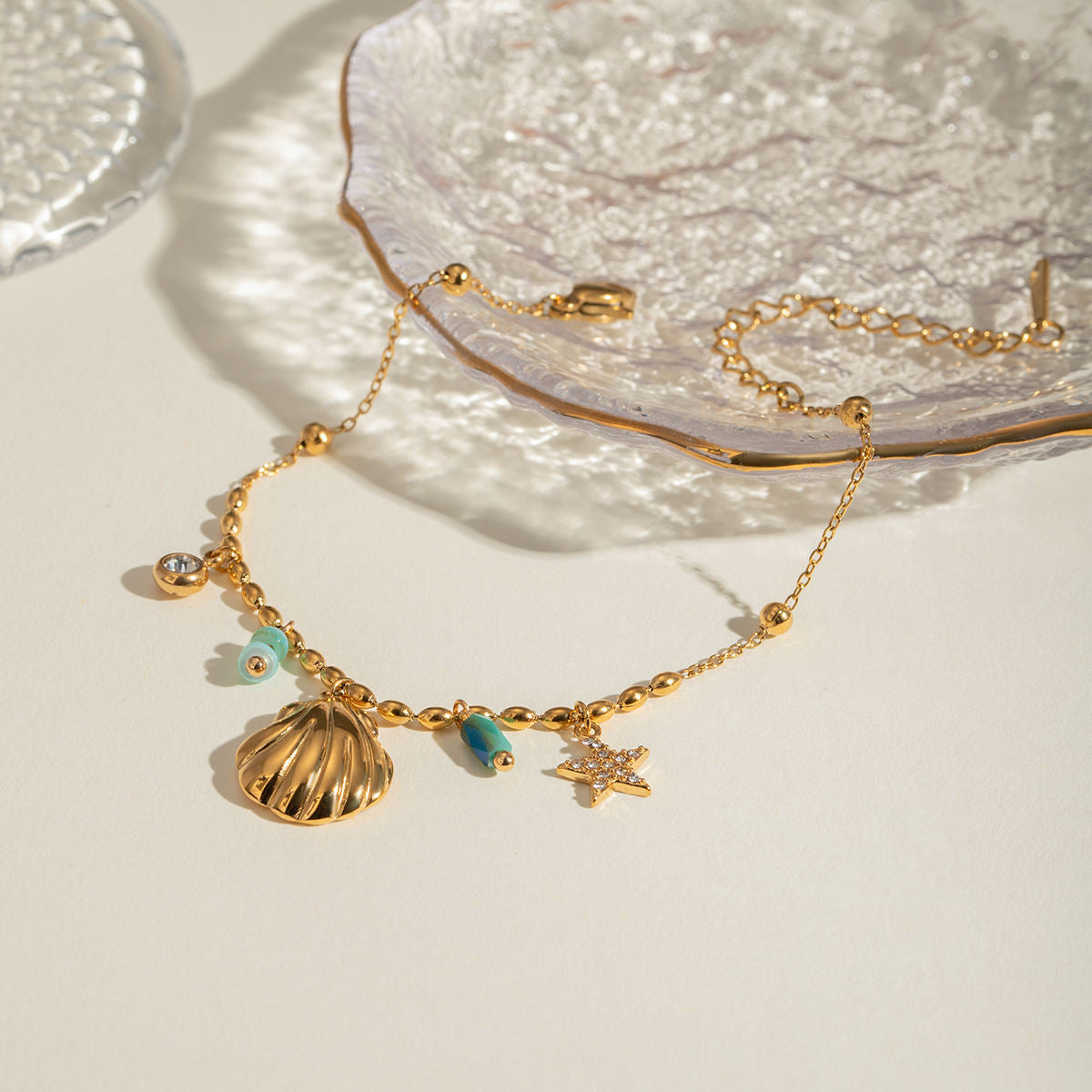 Anti Tarnish Sea Shell & Stones Bracelet