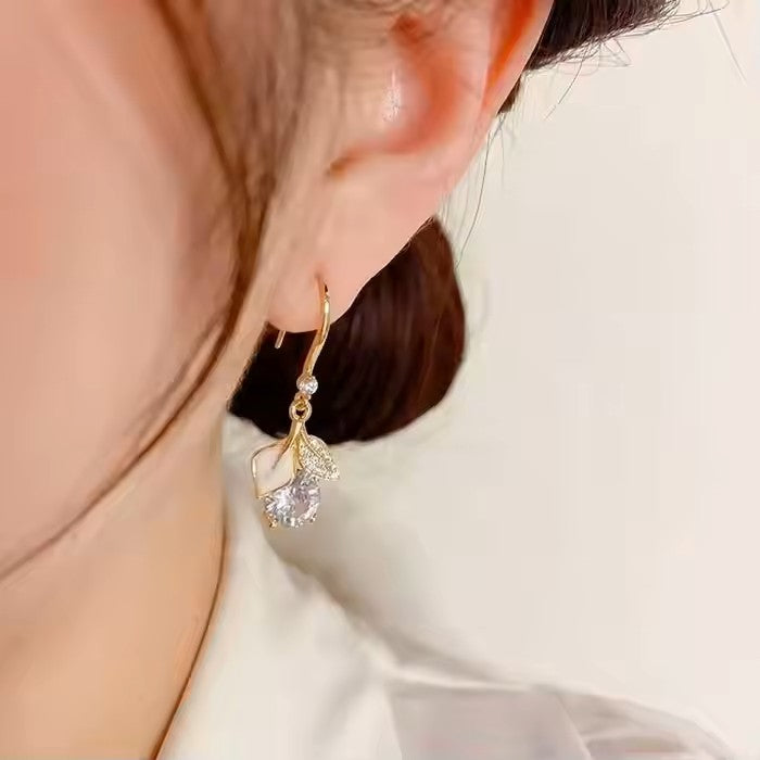 Drop Leaf Diamond Earrings