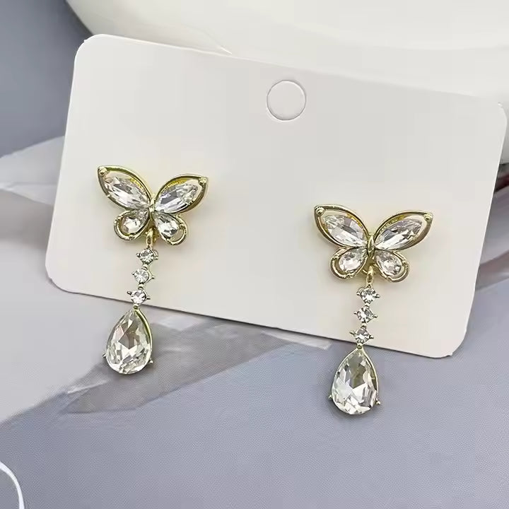Butterfly  Crystal Drop Earrings
