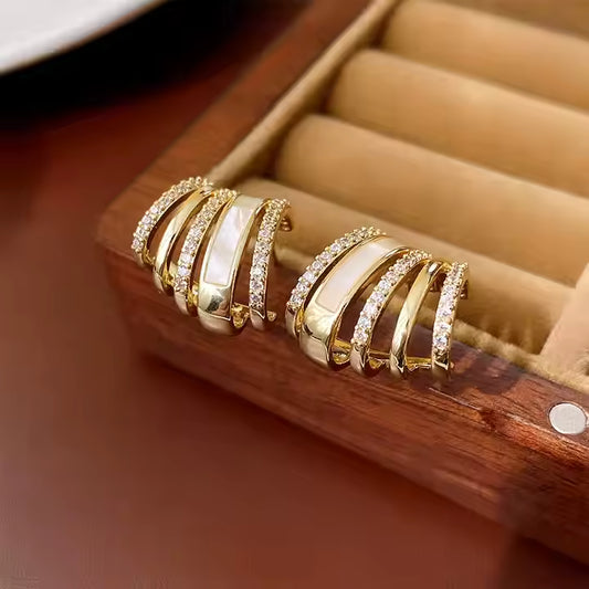 C-Shape Multi Layer Stud Earrings