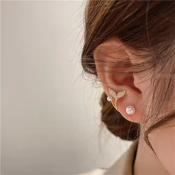 Elegant Stone Fishtail Studs Earrings