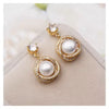 Drop Pearl Diamond Stud Earrings