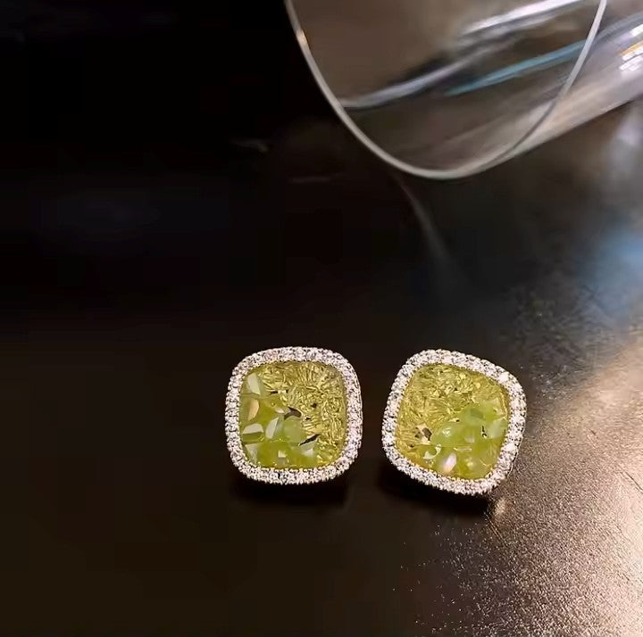 Square Stone Stud Earrings