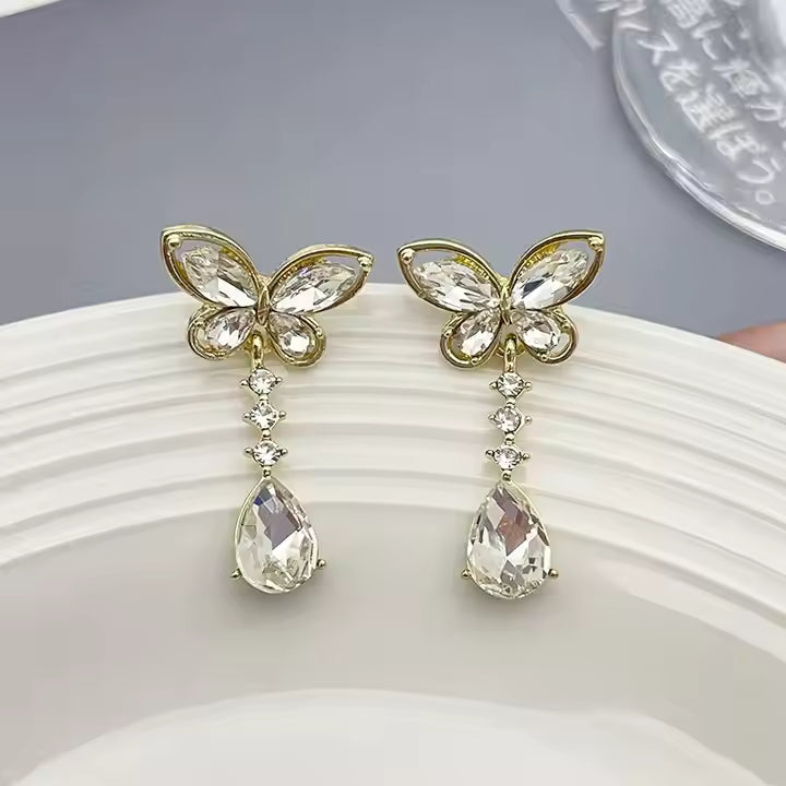 Butterfly  Crystal Drop Earrings