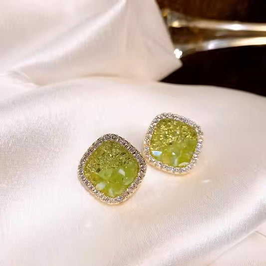 Square Stone Stud Earrings