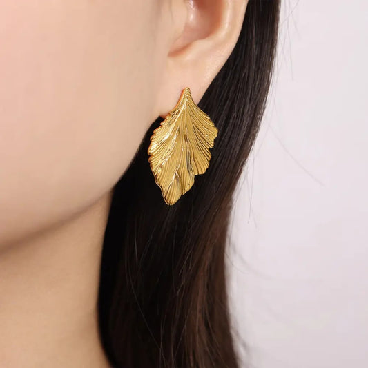 Anti Tarnish Leaf Earrings