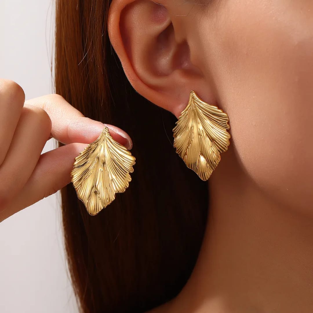 Anti Tarnish Leaf Earrings