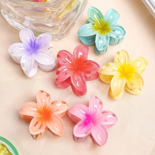 Trendy Flower Hair claw Multicolor 6 Pcs