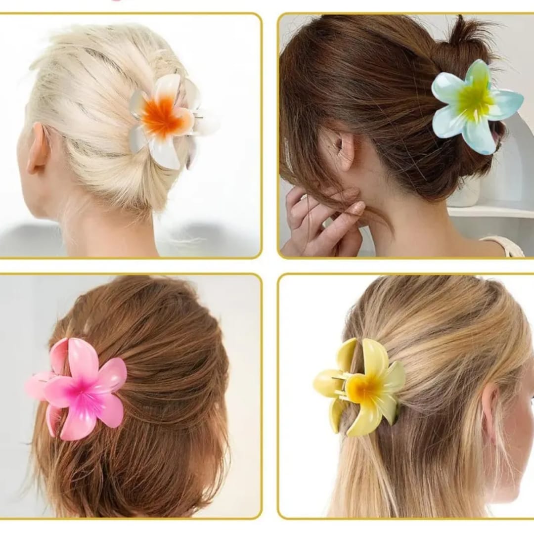 Trendy Flower Hair claw Multicolor 6 Pcs
