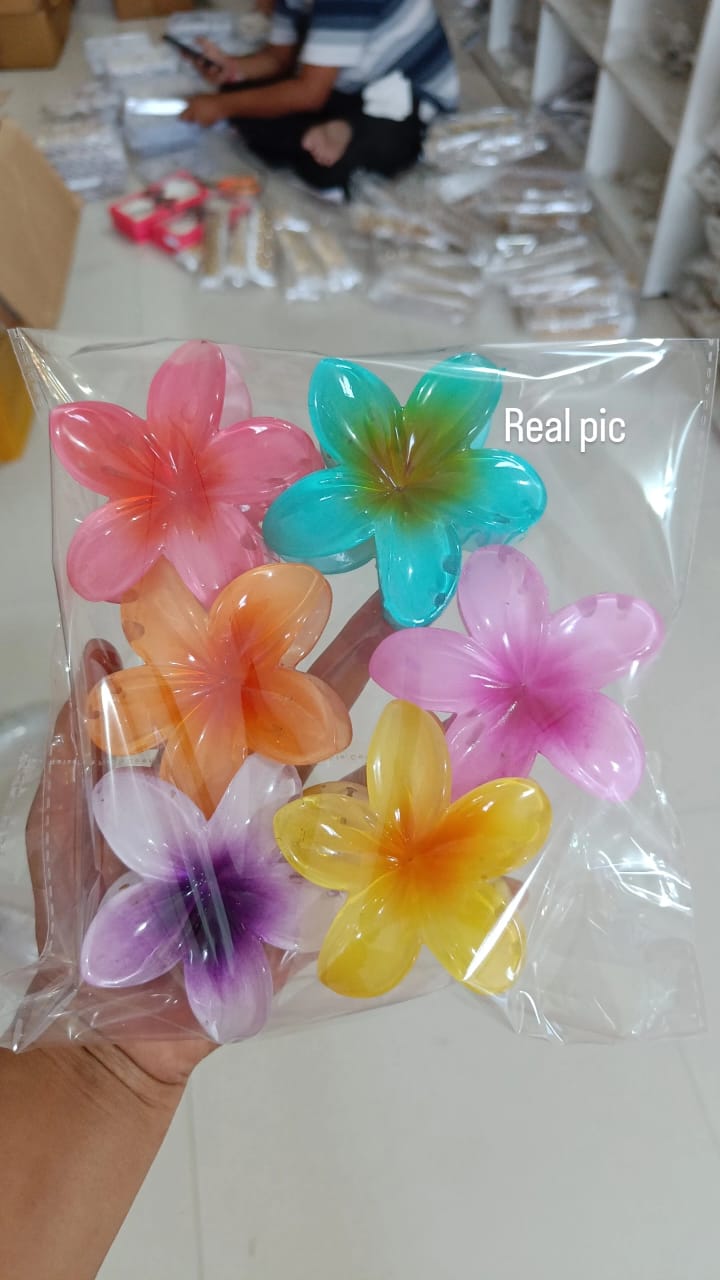 Trendy Flower Hair claw Multicolor 6 Pcs