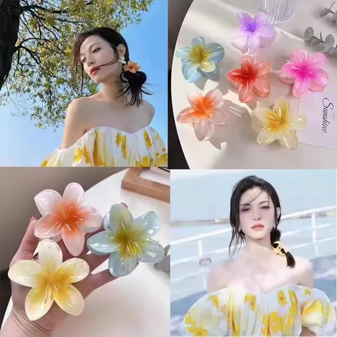 Trendy Flower Hair claw Multicolor 6 Pcs
