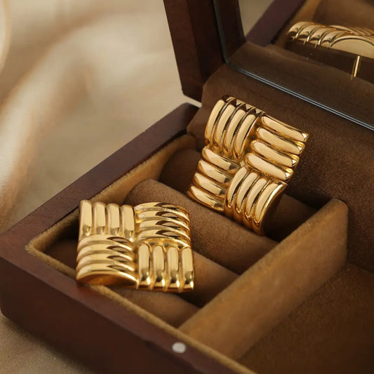 Anti Tarnish Square Shape Earrings