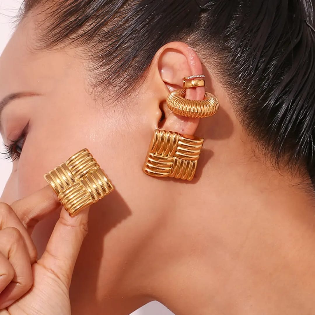 Anti Tarnish Square Shape Earrings