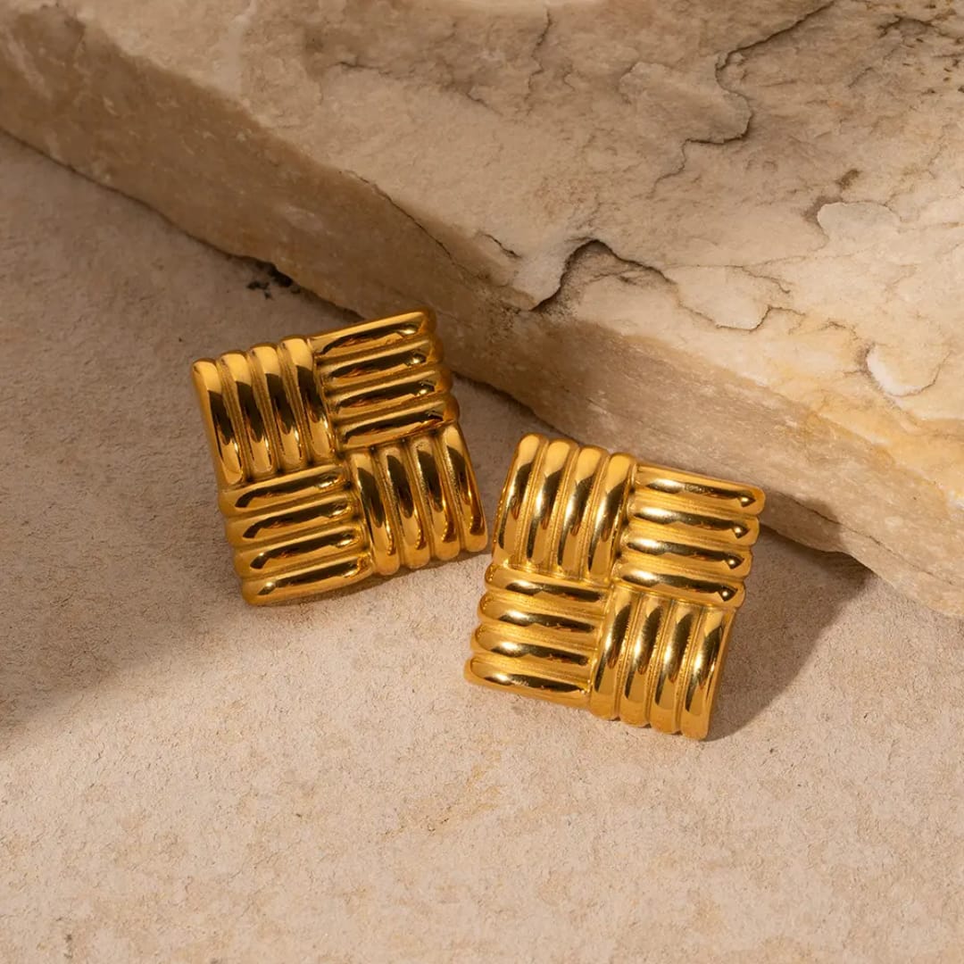 Anti Tarnish Square Shape Earrings