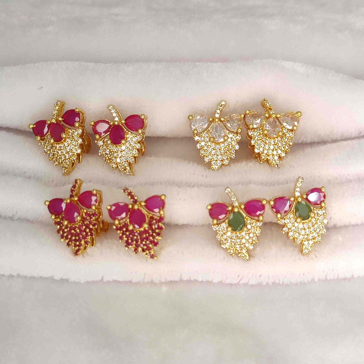 Trendy Grapes Stone Stud Earrings With Firkee Screw