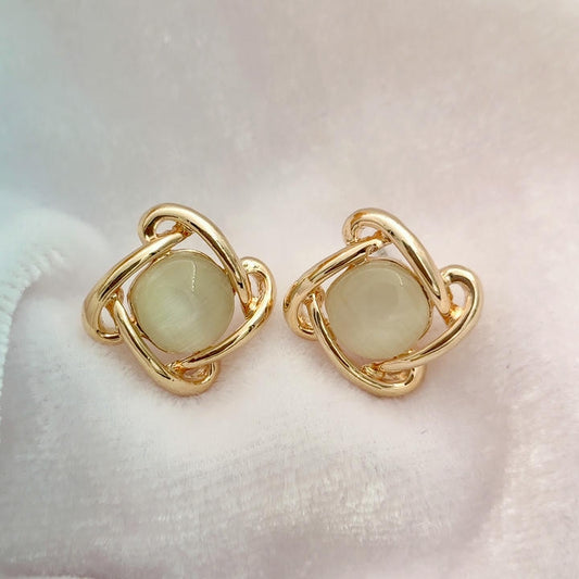 Rose Gold Twisted Square Stone Earring