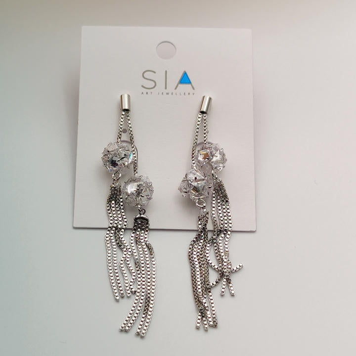 Stunning Drop Diamond Chain Earring