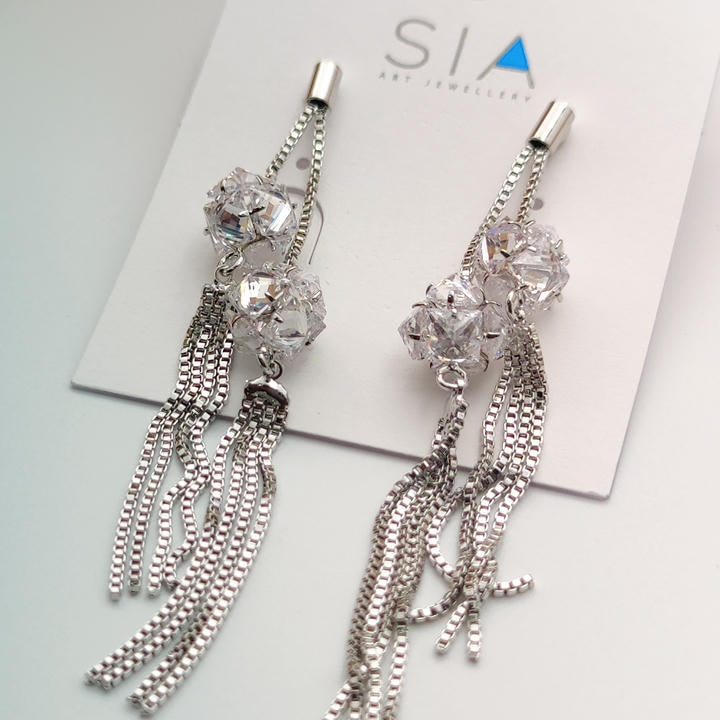 Stunning Drop Diamond Chain Earring