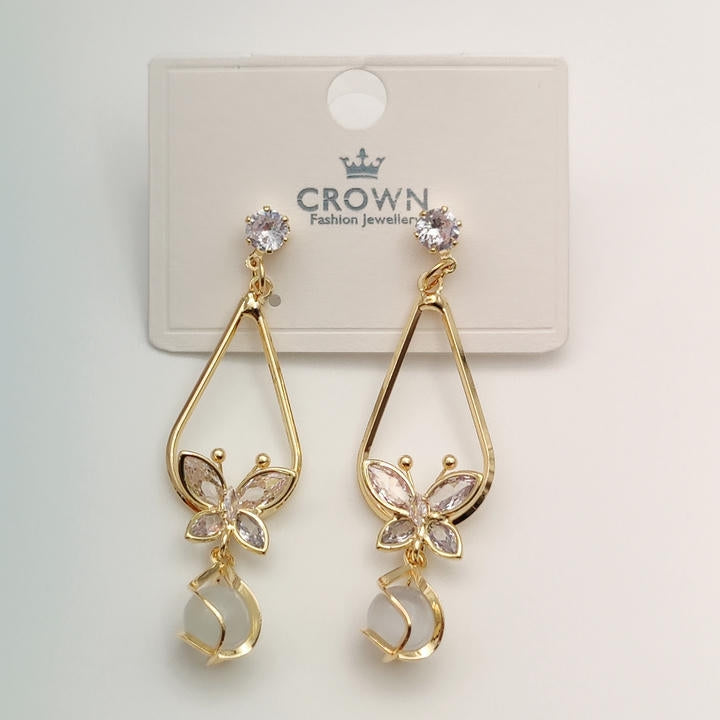 Elegant Drop Butterfly Diamond Earring
