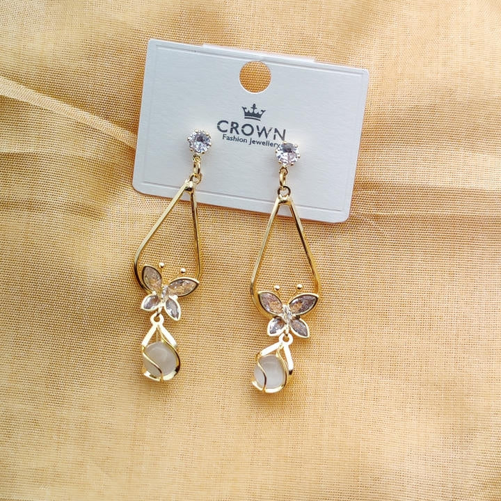 Elegant Drop Butterfly Diamond Earring