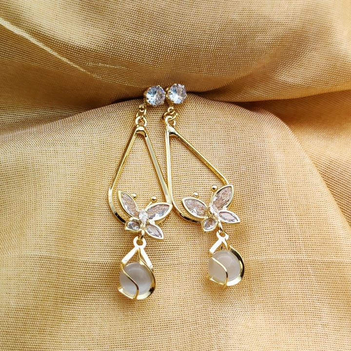Elegant Drop Butterfly Diamond Earring