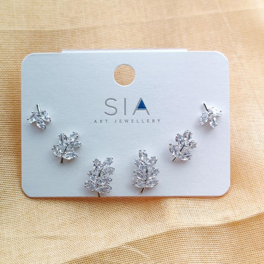 Elegant Leaf American Diamond Earring Combo
