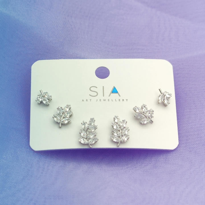 Elegant Leaf American Diamond Earring Combo