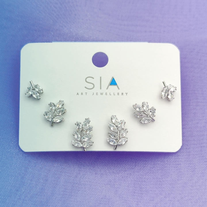 Elegant Leaf American Diamond Earring Combo