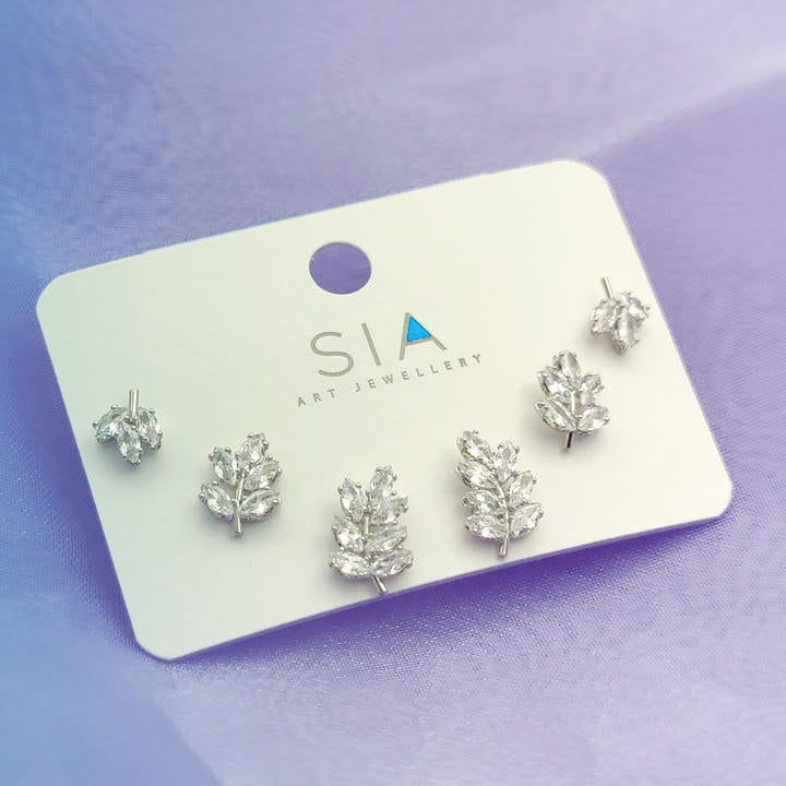 Elegant Leaf American Diamond Earring Combo