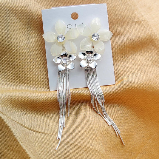 Elegant Flower Drop Chain Earring