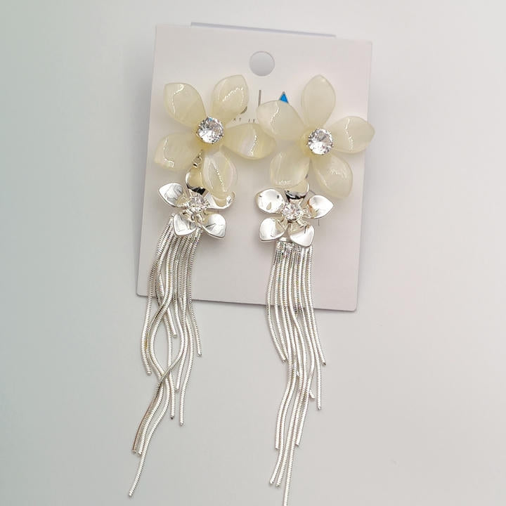 Elegant Flower Drop Chain Earring