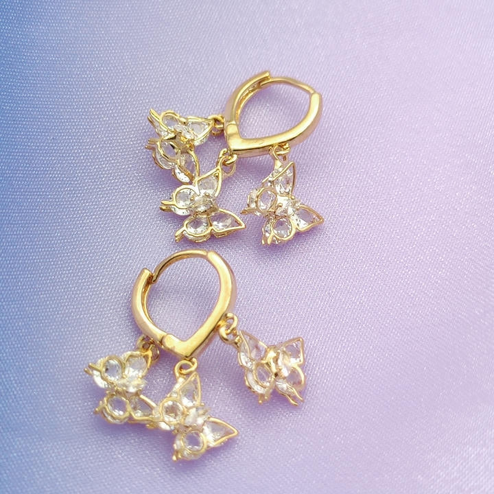 Drop Butterfly Flower Diamond Earring
