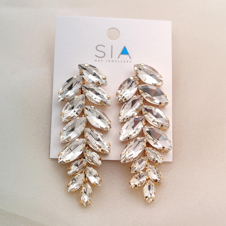 Elegant Diamond Leaf Earring
