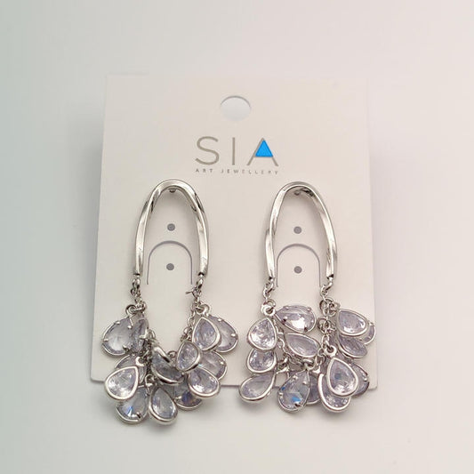Elegant Drop Diamonds Bunch Earring