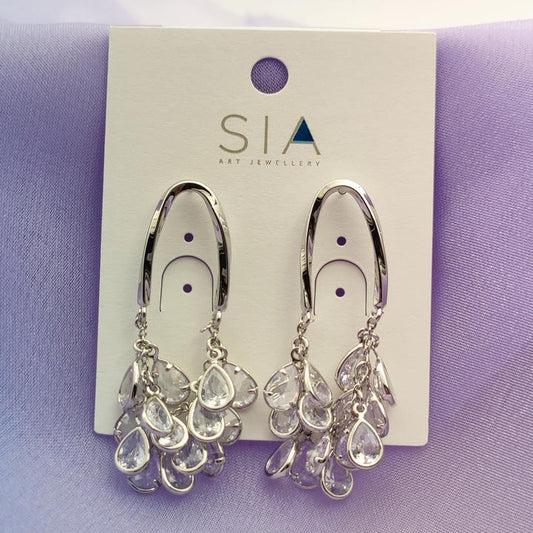 Elegant Drop Diamonds Bunch Earring