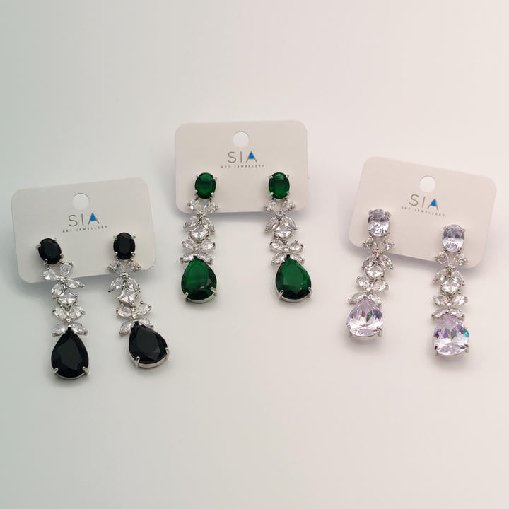 Elegant Drop Flower Diamonds Earring