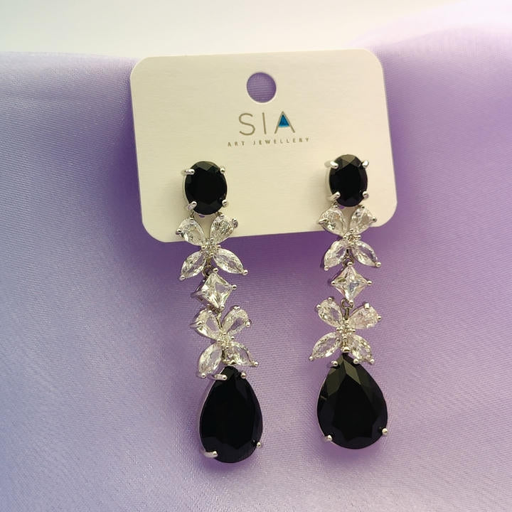 Elegant Drop Flower Diamonds Earring