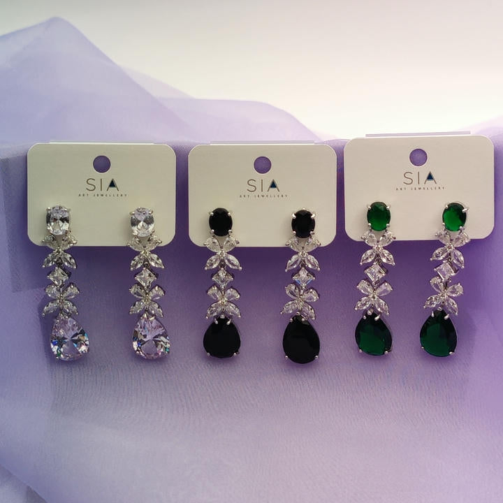 Elegant Drop Flower Diamonds Earring