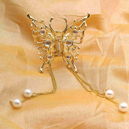 Elegant Butterfly Hair Clutcher With Drop Chain
