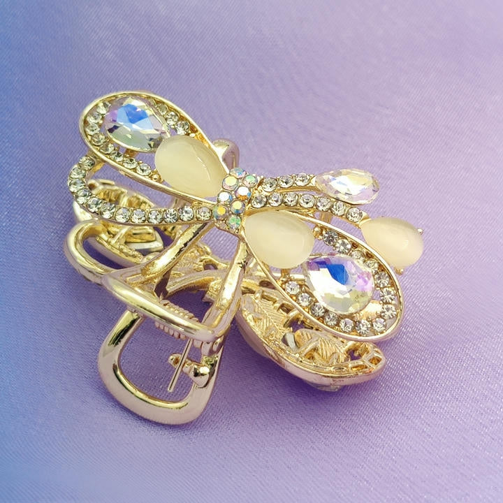 Elegant Hair Clutcher With Diamonds And Resin Stone