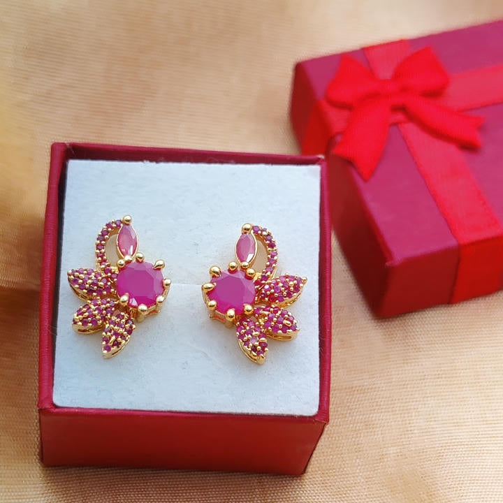 Trendy Stone Stud Earrings With Firkee Screw