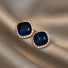 Korean Luxury Elegant Blue Square Earrings