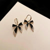 Korean New Black Bow Micro Diamond Earrings