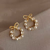 Pearl Stone Stud Earrings